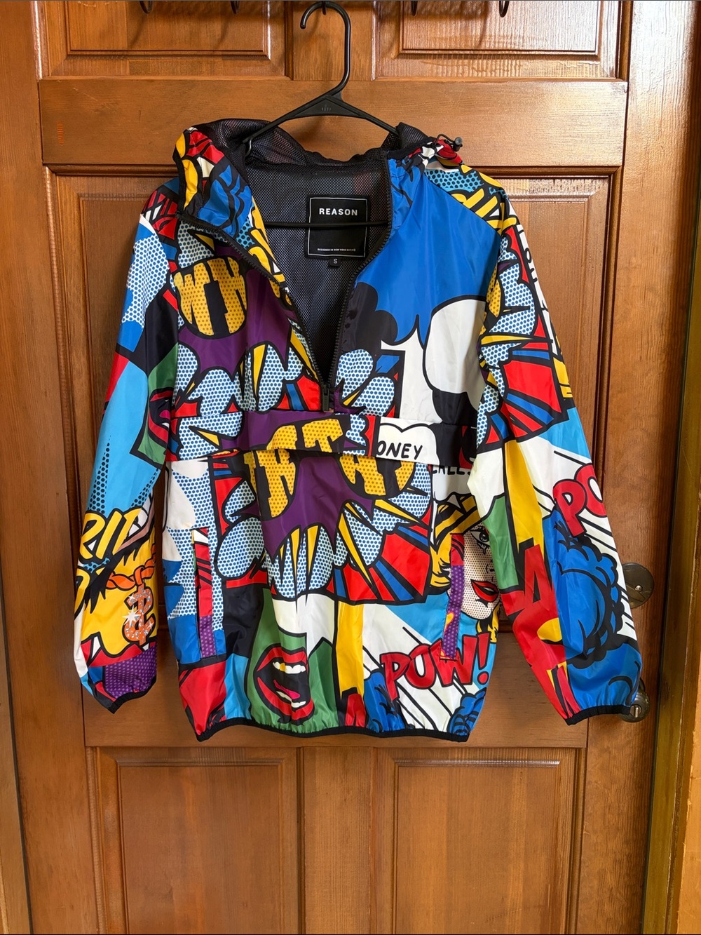 Reason Colorful Comic Pop Art Windbreaker Jacket Size Small